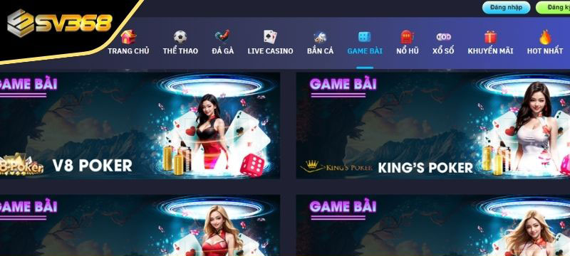 Những tựa Game Bài SV368 hot nhất