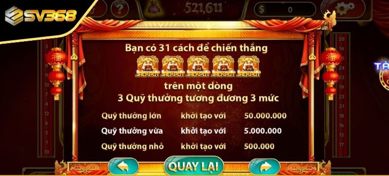 Tỷ lệ thưởng Thần Tài 777 hấp dẫn